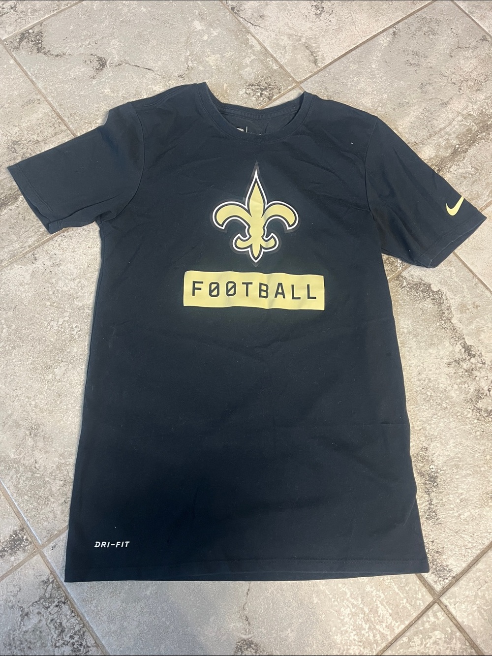 Nike Black Tee with Gold Fleur-de-lis & Football Graphic Fitted Tee